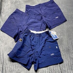 AFTCO Bluewater Men's Fishing Shorts Lot of 3 Size 32 Navy Nylon Performance